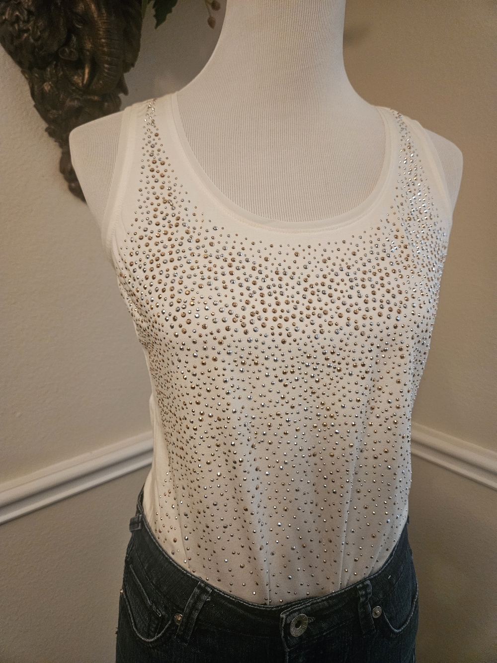 White House Black Market Top - Studded Scoop Neck Size S